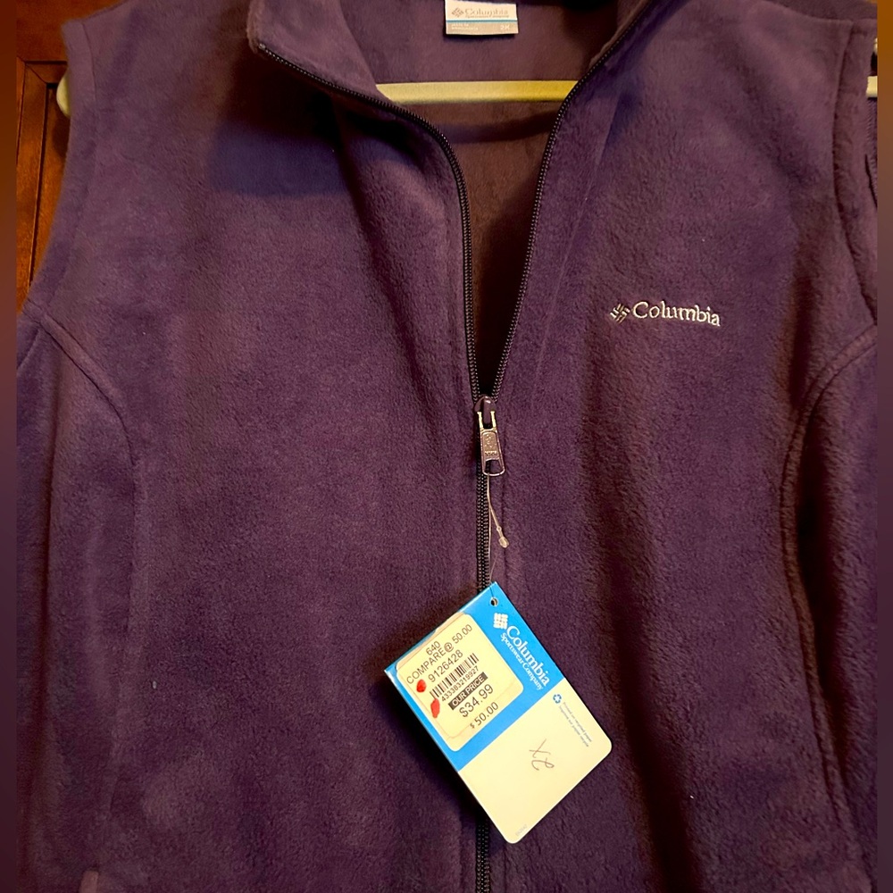Columbia Sportswear purple fleece vest 2x pockets casual vest